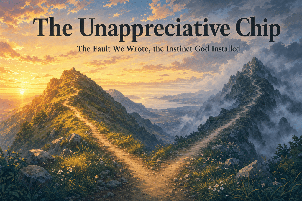 Title card: the exact article title over two diverging dawn mountain paths