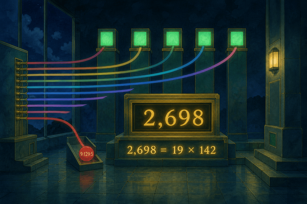 Verification observatory showing five independent checks converging on 2,698.
