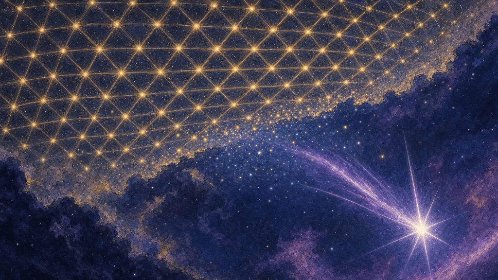 The feud in the High Society: one star flaring away from a lattice of ordered light.